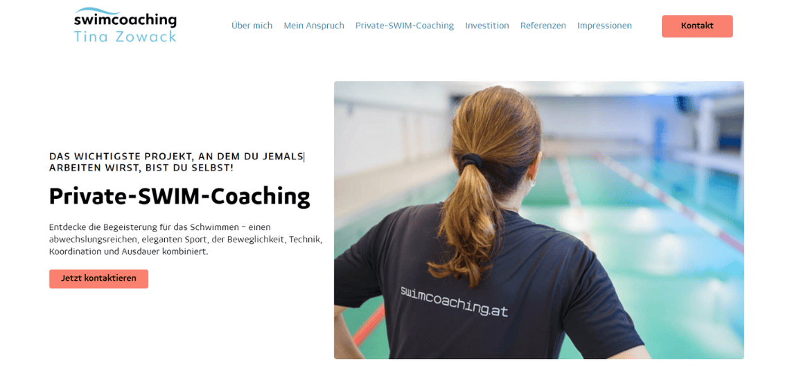 SEO-optimierte OnePager-Website für Swim-Coaching